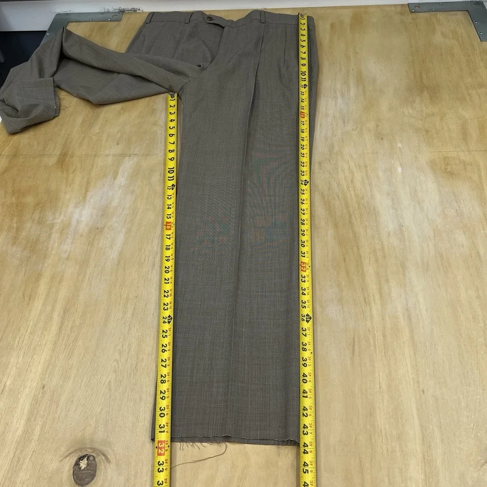 Brooks Brothers Suit Mens 43R Wool Pleated Pants 37x32 (Unhemmed) Tan